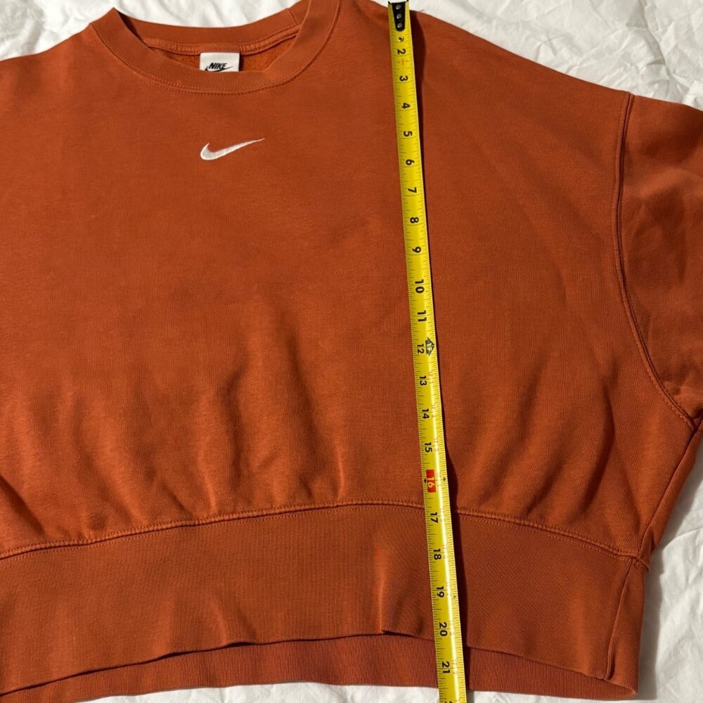 Nike Burnt Orange Oversized Cropped Crewneck Sweatshirt Cotton Blend Pullover XS - Picture 10 of 10
